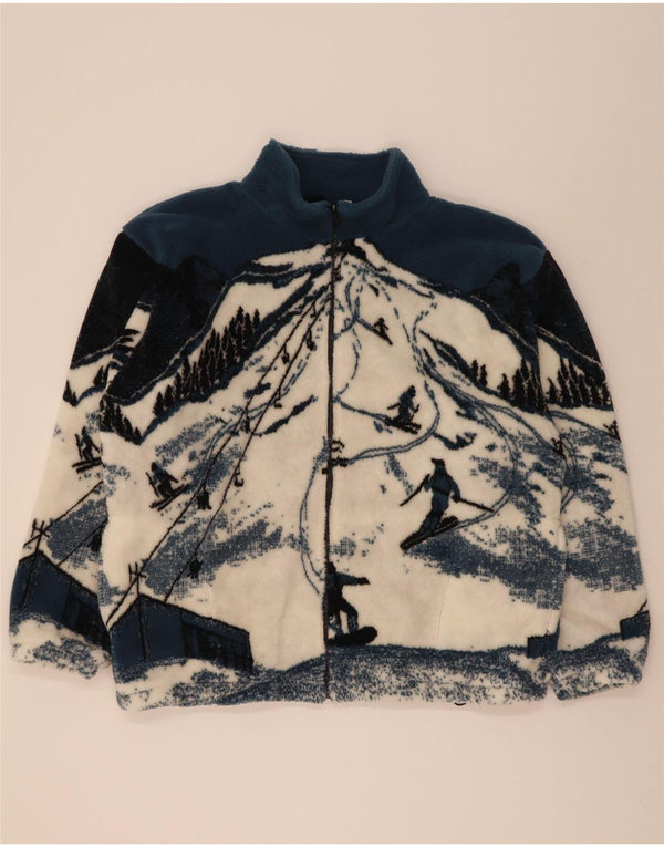 Galloway Chaqueta polar con estampado abstracto para hombre UK 44 2XL Bloque de color azul