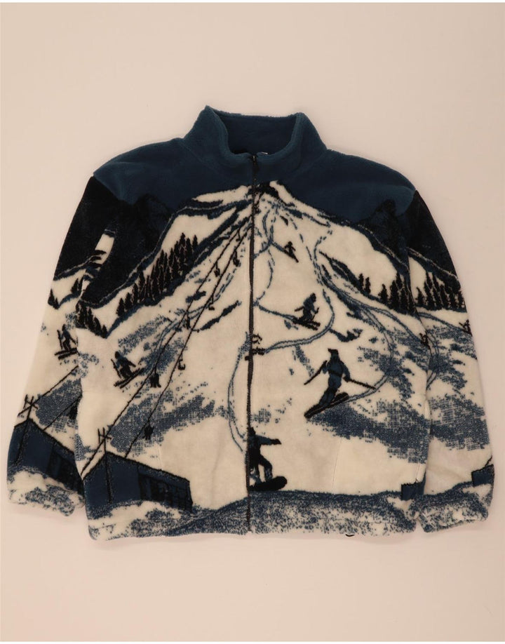 Galloway Chaqueta polar con estampado abstracto para hombre UK 44 2XL Bloque de color azul