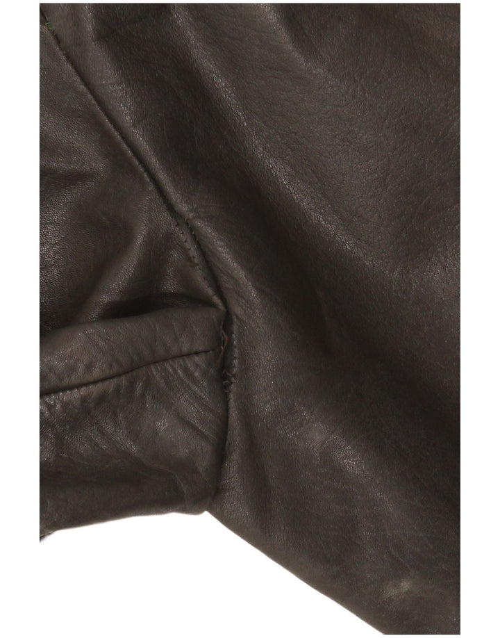 Chaqueta de cuero vintage para hombre IT 48 Caqui medio