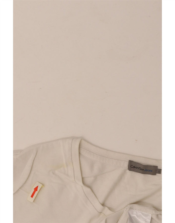 CALVIN KLEIN JEANS Camiseta gráfica para hombre Top grande de algodón blanco