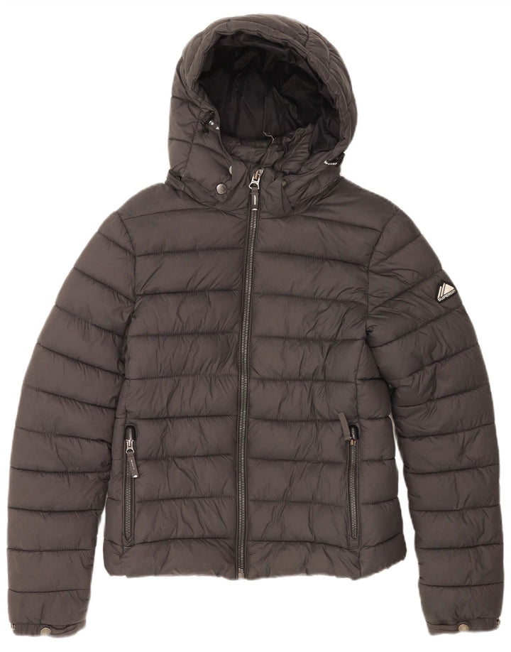 Superdry Chaqueta Acolchada Con Capucha Para Mujer UK 40 Small Grey Nylon