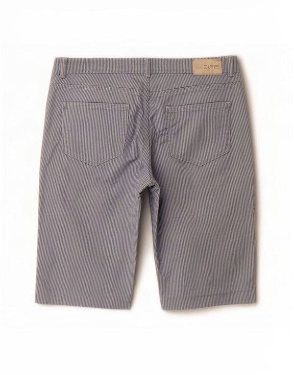 Zara Womens Casual Shorts EU 42 Large W32 Blue Pinstripe Cotton