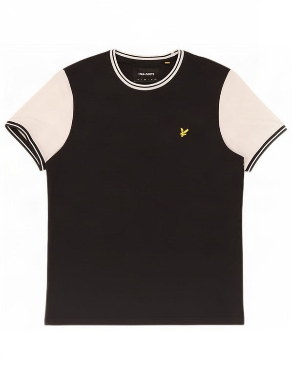 Lyle & Scott Camiseta para hombre Top Medium Black Colorblock Algodón