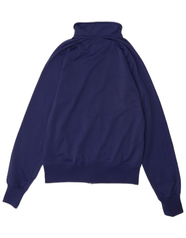 NIKE Womens Graphic Tracksuit Top Jacket UK 14 Medium Navy Blue Polyester