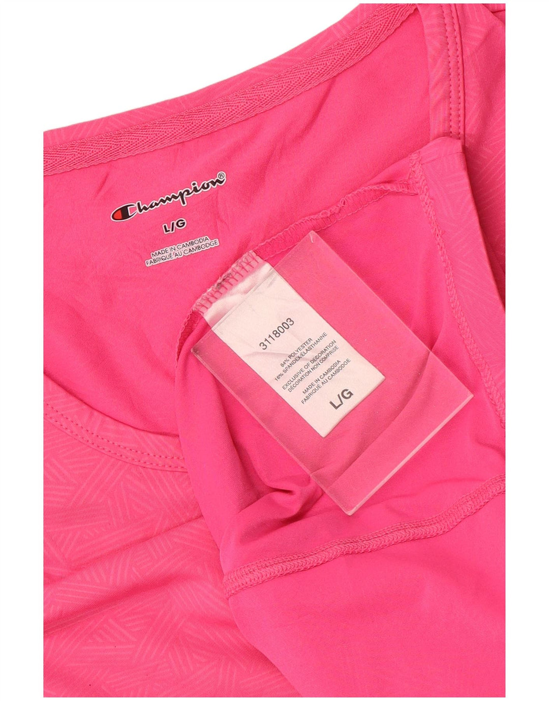 Champion Camiseta Mujer Top UK 40 Grande Rosa Geométrico Poliéster Deportes