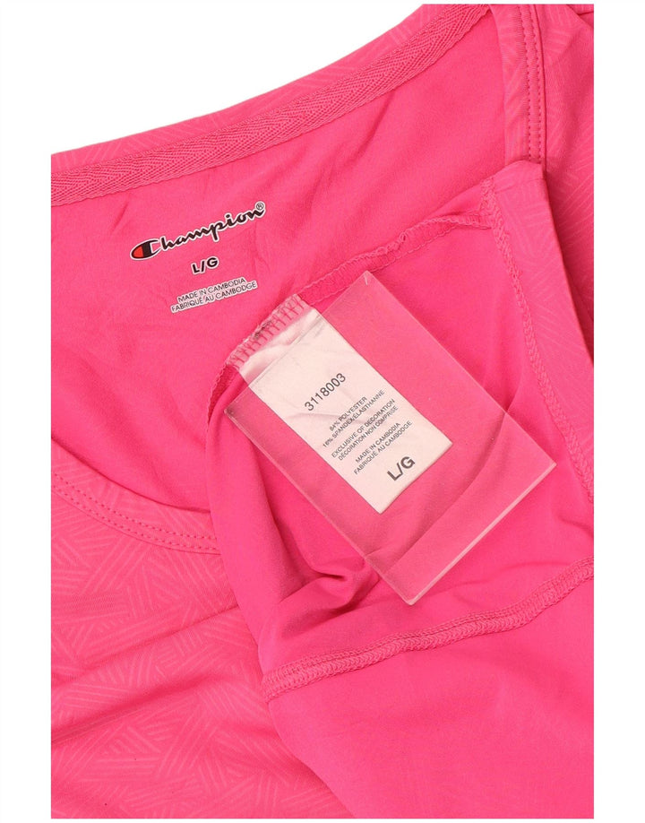 Champion Camiseta Mujer Top UK 40 Grande Rosa Geométrico Poliéster Deportes
