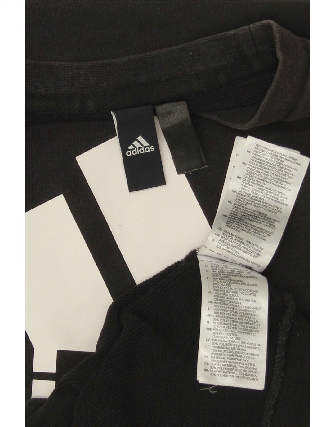 Adidas Hombre Sudadera Gráfica Jersey Pequeño Algodón Negro