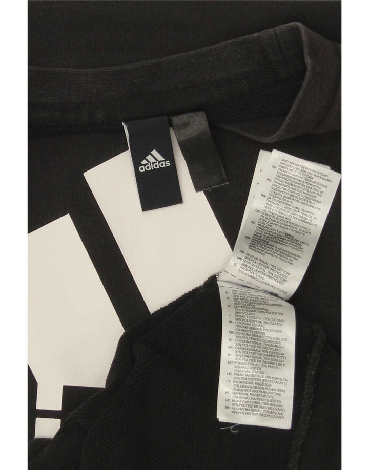 Adidas Hombre Sudadera Gráfica Jersey Pequeño Algodón Negro
