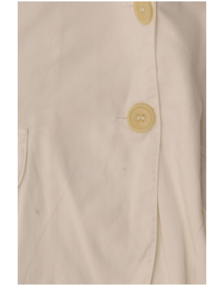 Benetton Cárdigan De Manga Corta IT 42 Medium Blanco Algodón