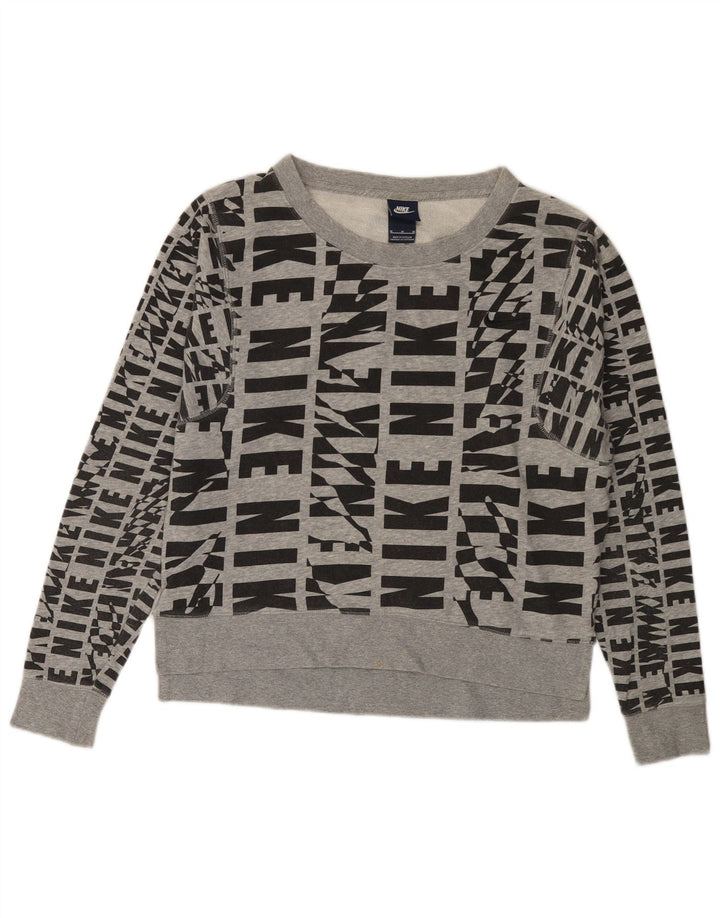 NIKE - Sudadera gráfica para mujer, talla 40, algodón gris medio