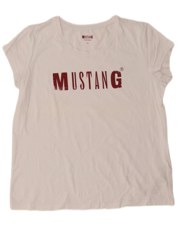 Mustang Camiseta gráfica para mujer Top UK 40 XL Algodón blanco