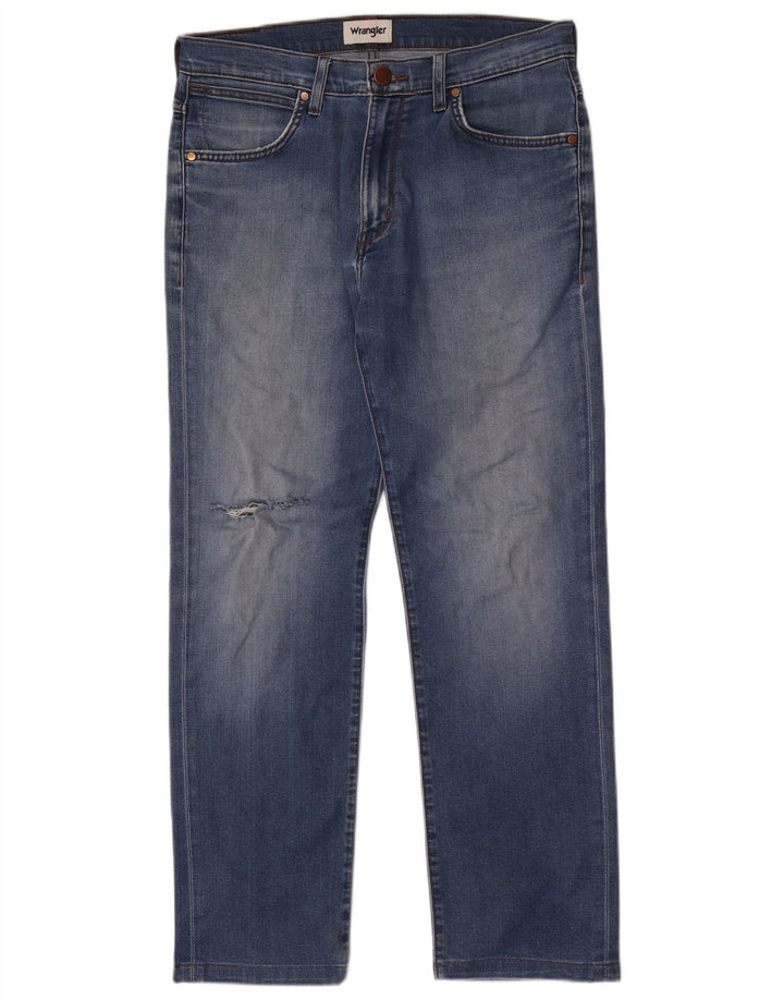 Wrangler Vaqueros rectos desgastados para hombre W32 L30 Azul