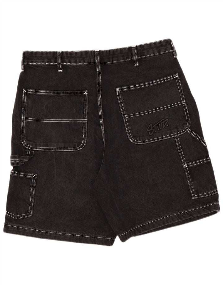 Pull & Bear Pantalones cortos vaqueros cargo para hombre EU 46 XL W36 Negro