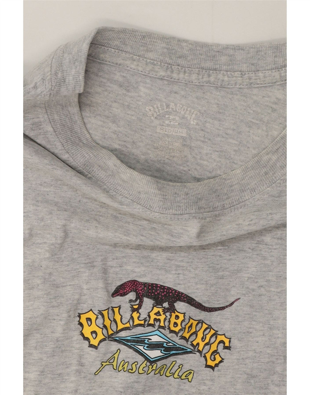 Billabong Hombre Camiseta Gráfica Top Algodón Moteado Gris Medio