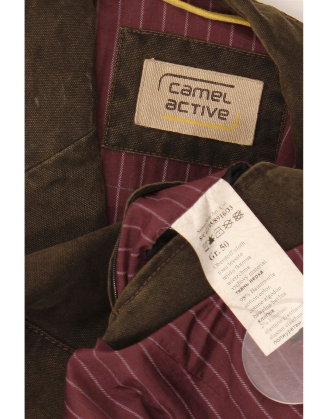 Camel Active Chaqueta tipo blazer con 2 botones para hombre IT 50 Grande Algodón marrón