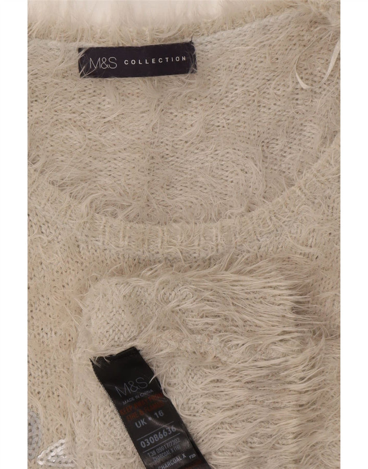 Marks & Spencer Suéter tipo jersey con cuello barco para mujer UK 46 Grande Gris Floral