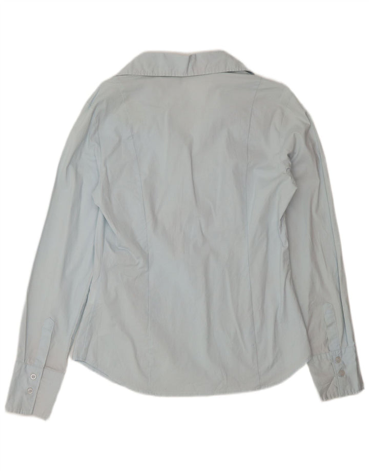 Camisa tipo pulóver Benetton para mujer, talla 44, talla grande, algodón azul