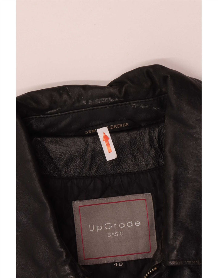 Chaqueta de cuero vintage para hombre IT 48 Medio Negro