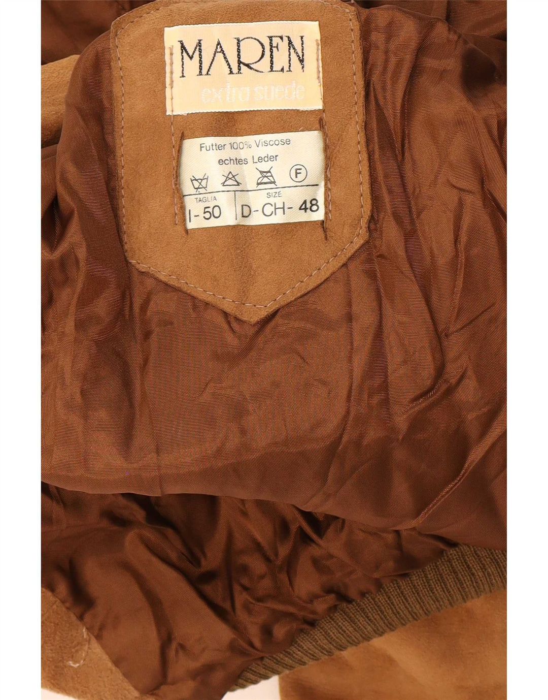 Maren Chaqueta bomber de ante para hombre IT 50 Cuero beige grande