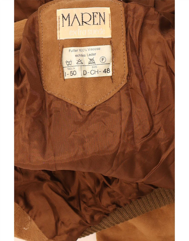 Maren Chaqueta bomber de ante para hombre IT 50 Cuero beige grande