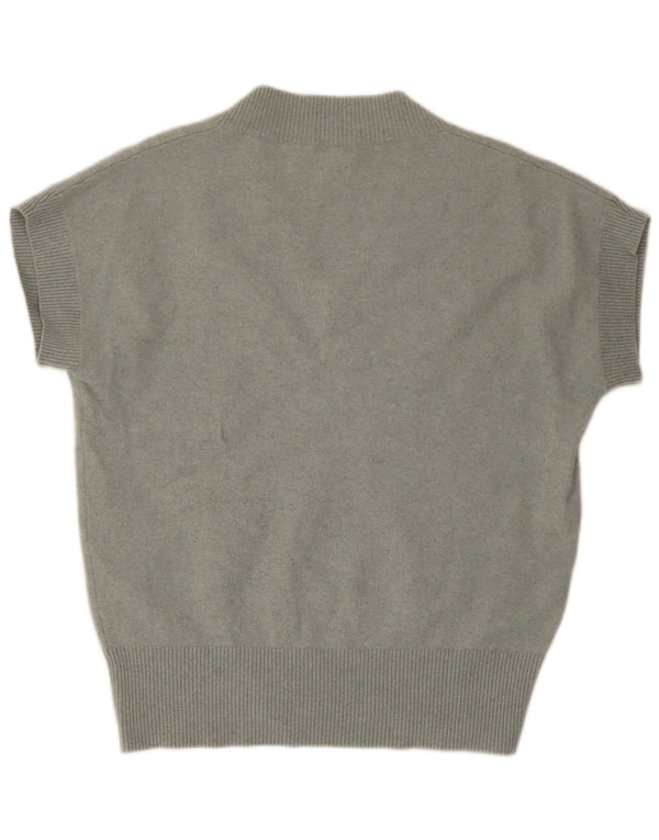 Massimo Dutti Jersey de Manga Corta con Cuello en V para Mujer UK 44 Verde Medio