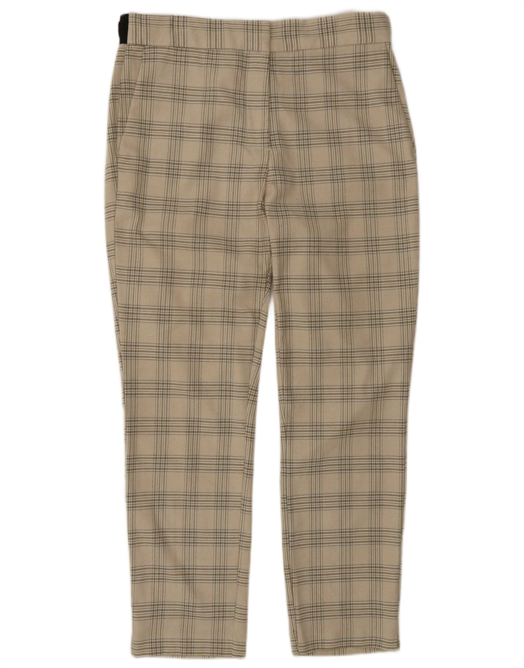 Zara Mujer Pantalón De Traje Cónico Grande W30 L27 Poliéster A Cuadros Beige