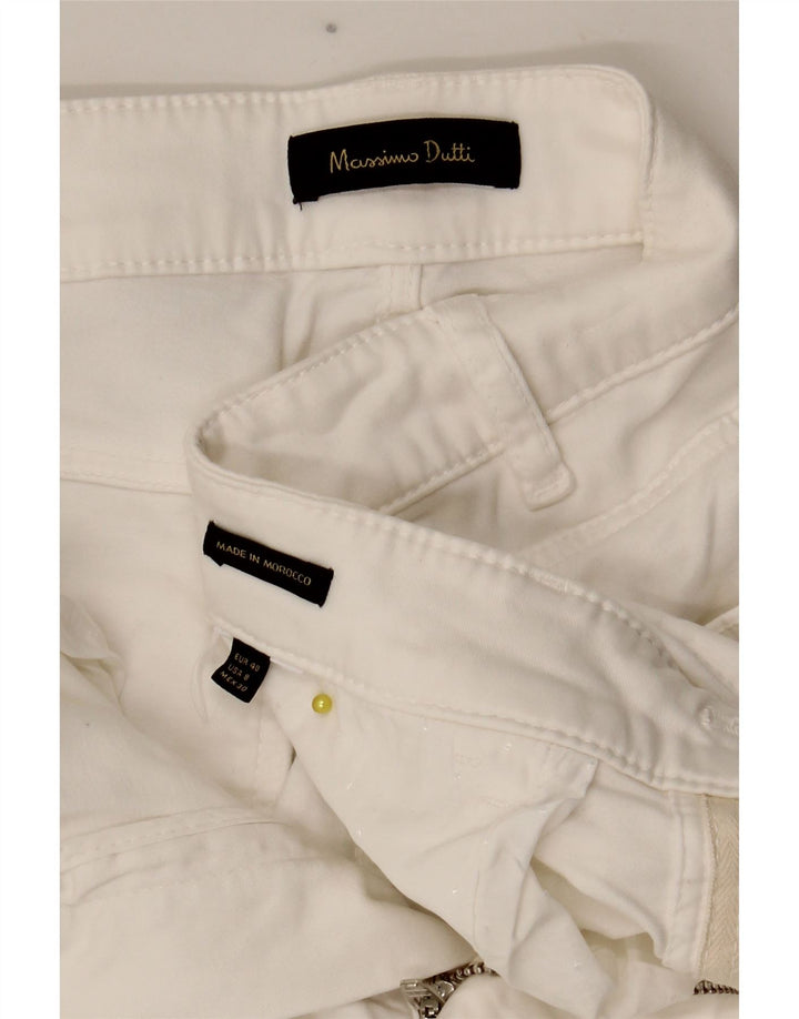 Massimo Dutti Pantalones Casuales Slim Mujer EU 40 Medium W28 L28 Blanco