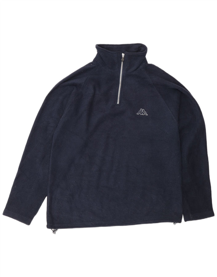 Kappa - Jersey de forro polar con cuello y cremallera para hombre, talla grande, azul marino