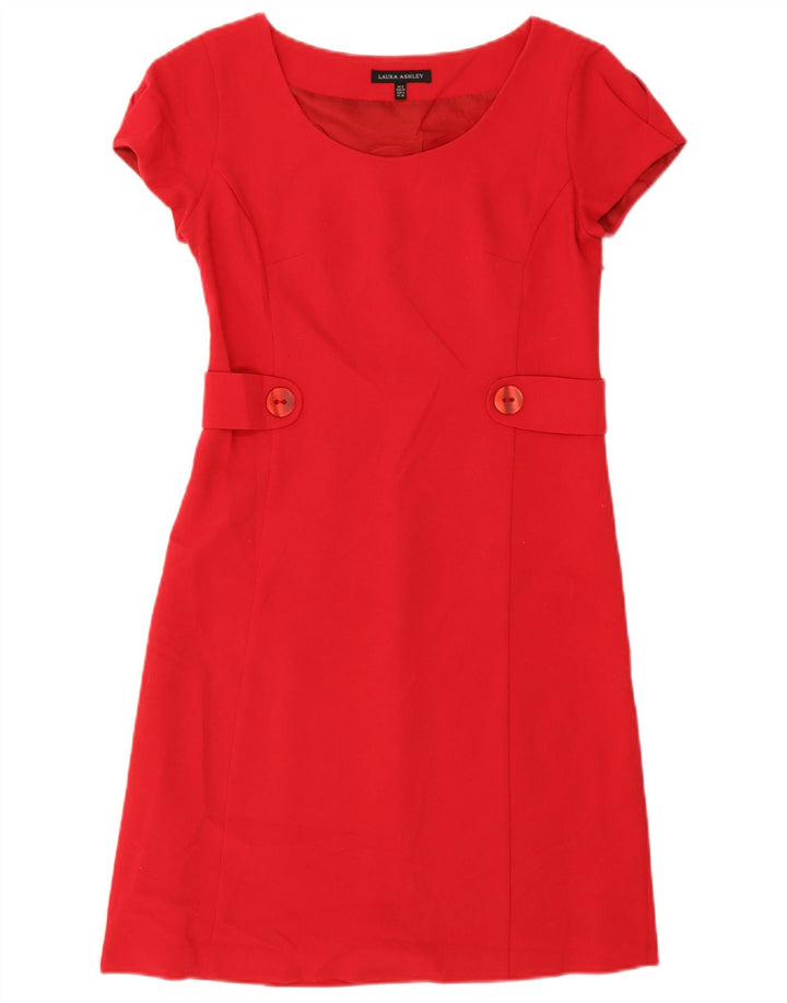 Laura Ashley Vestido acampanado para mujer UK 8 Pequeño Poliéster rojo