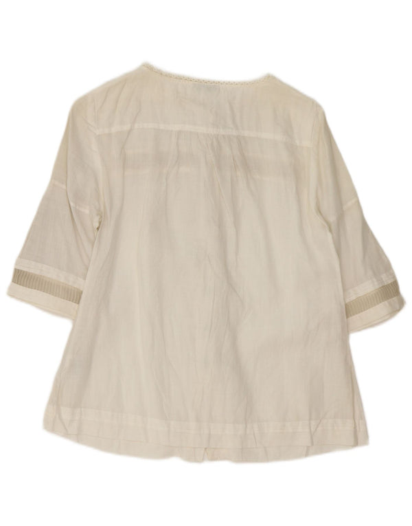 Massimo Dutti Blusa Camisa Manga Corta Mujer EU 40 Medio Blanco Roto Ramio