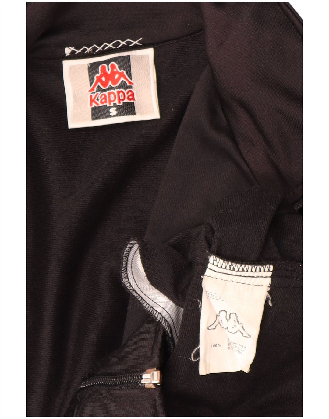 Kappa Mens Graphic Chándal Top Chaqueta Pequeña Negro Colorblock Poliéster