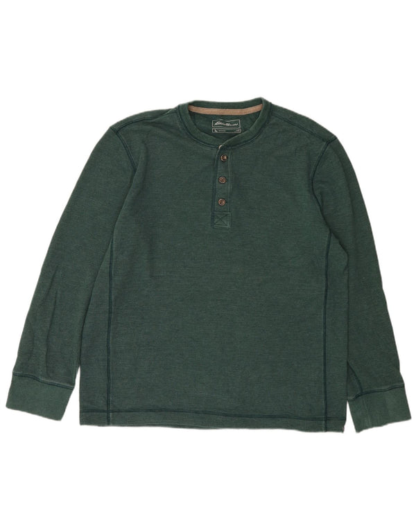 EDDIE BAUER Top Hombre Manga Larga Algodón Verde Grande