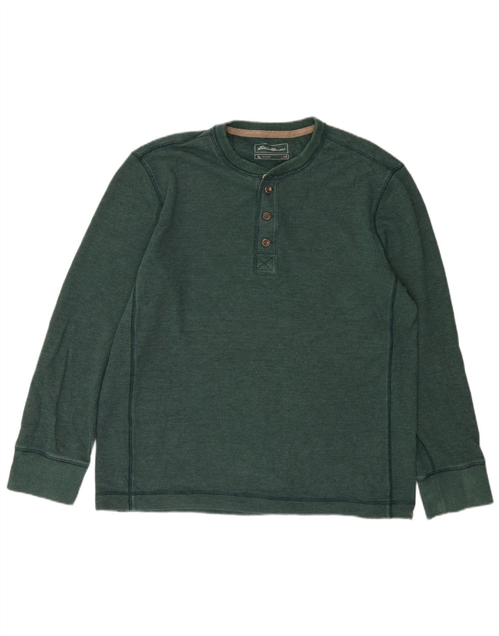 EDDIE BAUER Top Hombre Manga Larga Algodón Verde Grande
