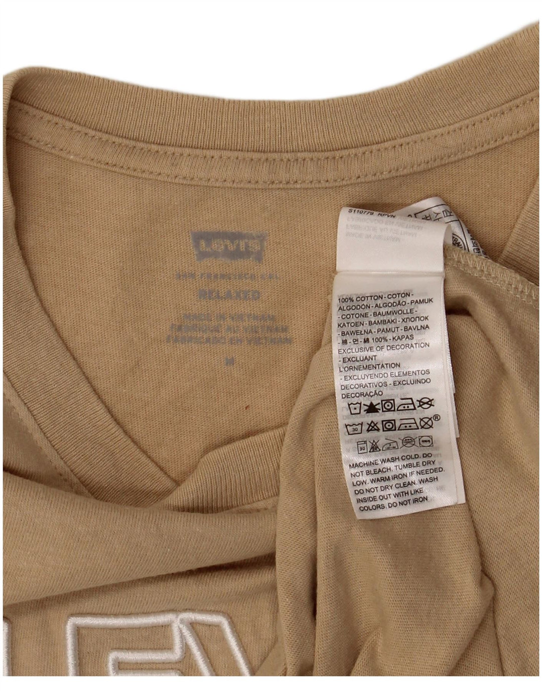 Levi's Camiseta con gráfico de ajuste relajado para hombre Top de algodón beige medio
