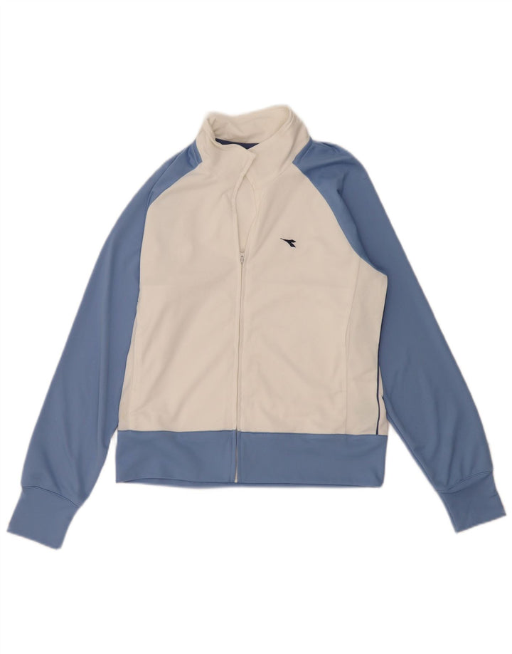 DIADORA Womens Tracksuit Top Jacket UK 8 Small White Colourblock Polyester