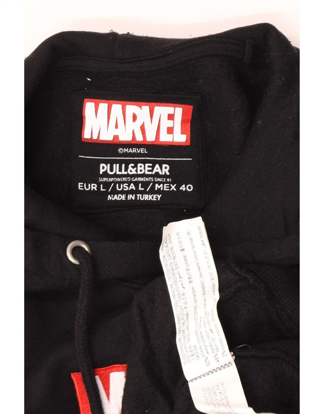 Pull & Bear Hombre Marvel Graphic Sudadera con capucha Jumper Grande Poliéster negro