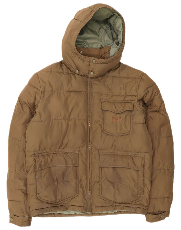 Lee - Chaqueta acolchada con capucha para hombre, talla 40, poliéster marrón grande