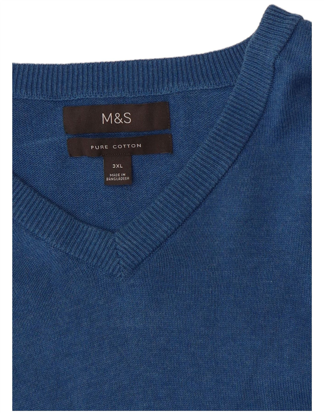 Marks & Spencer - Jersey con cuello en V para hombre, talla 3XL, algodón azul