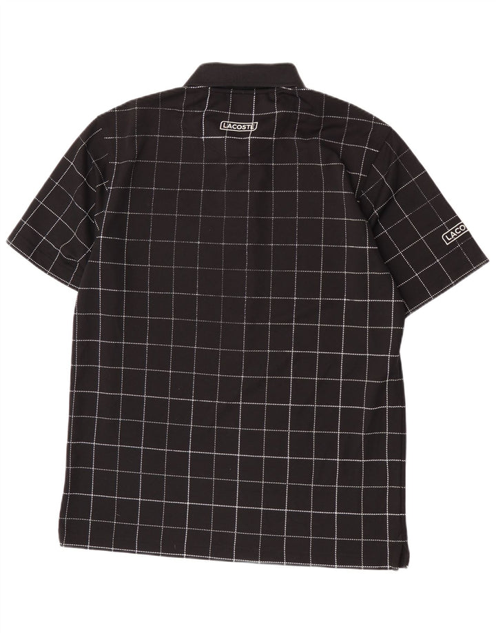 Polo Lacoste para hombre talla 4 mediano negro a cuadros poliéster