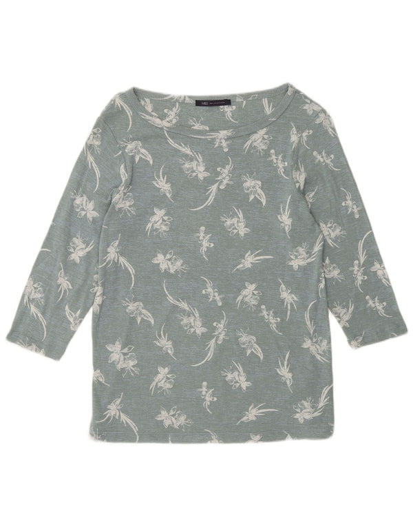 Marks & Spencer Top para mujer manga 3/4 UK 46 Algodón floral azul grande