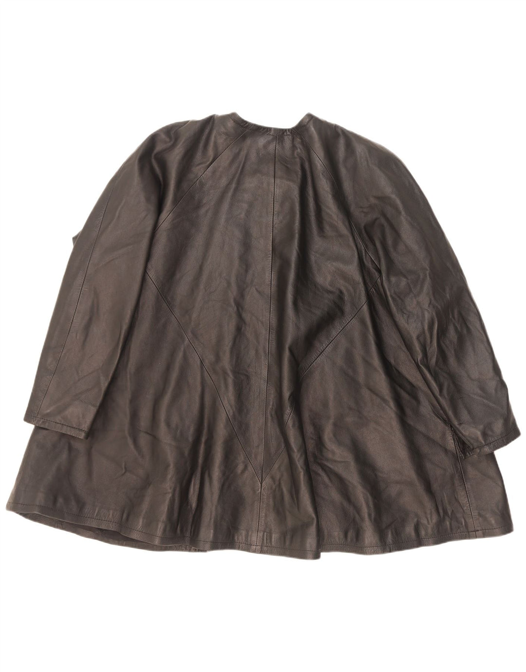 Vintage mujer abrigo de cuero de gran tamaño EU 38 Medio Negro