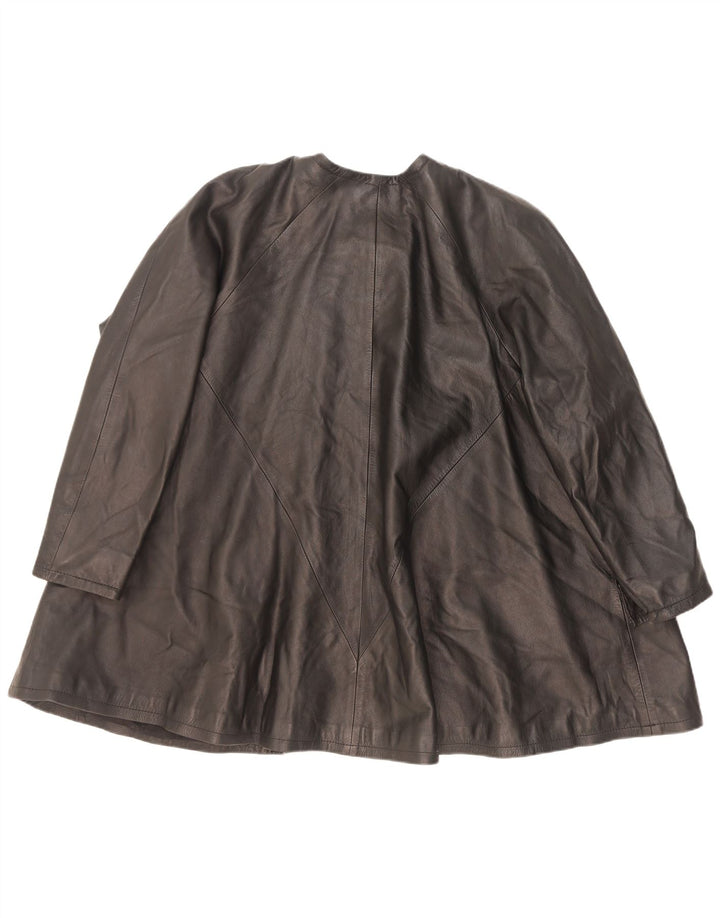 Vintage mujer abrigo de cuero de gran tamaño EU 38 Medio Negro