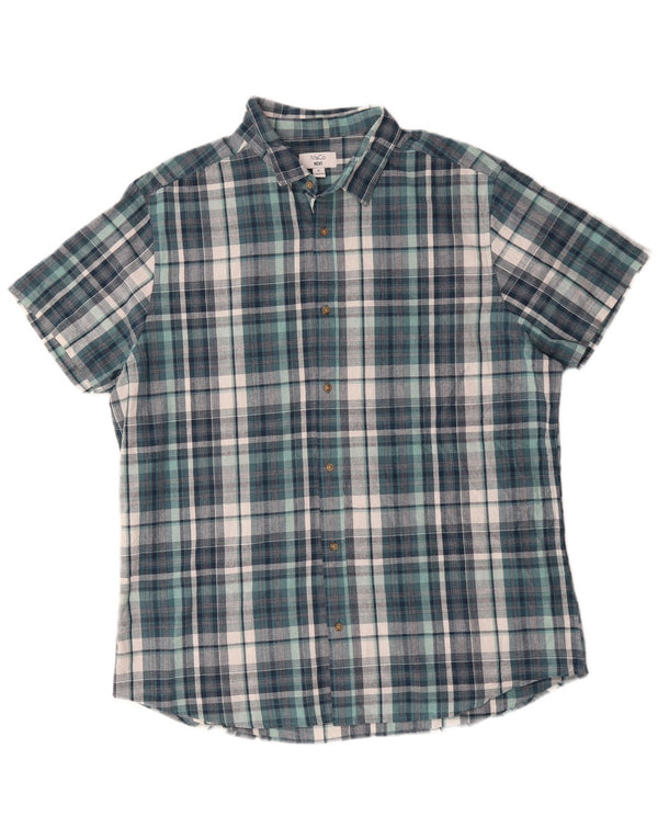 M&CO Camisa de manga corta para hombre XL Algodón a cuadros azul