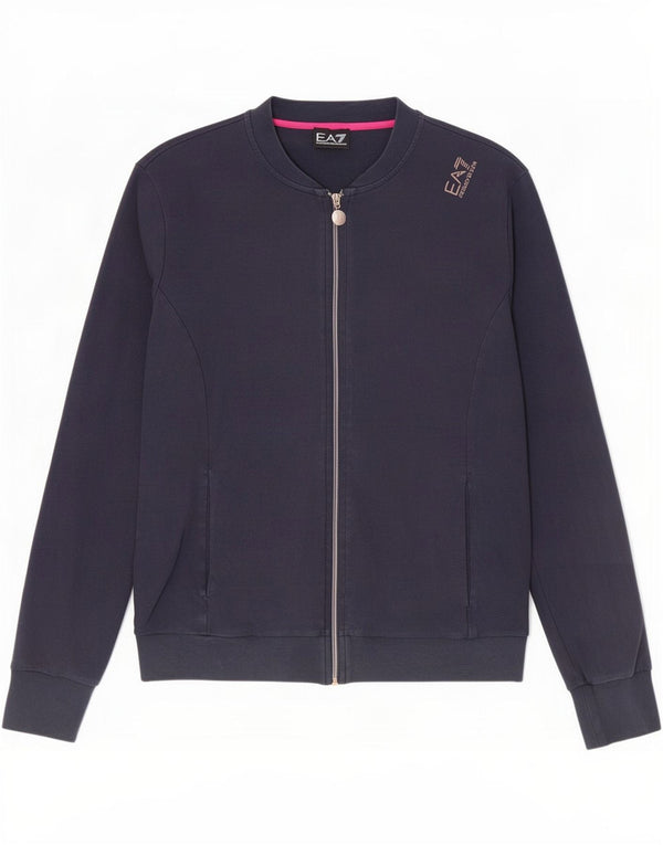 Emporio Armani Chaqueta de chándal para mujer UK 14 Grande Azul marino Algodón