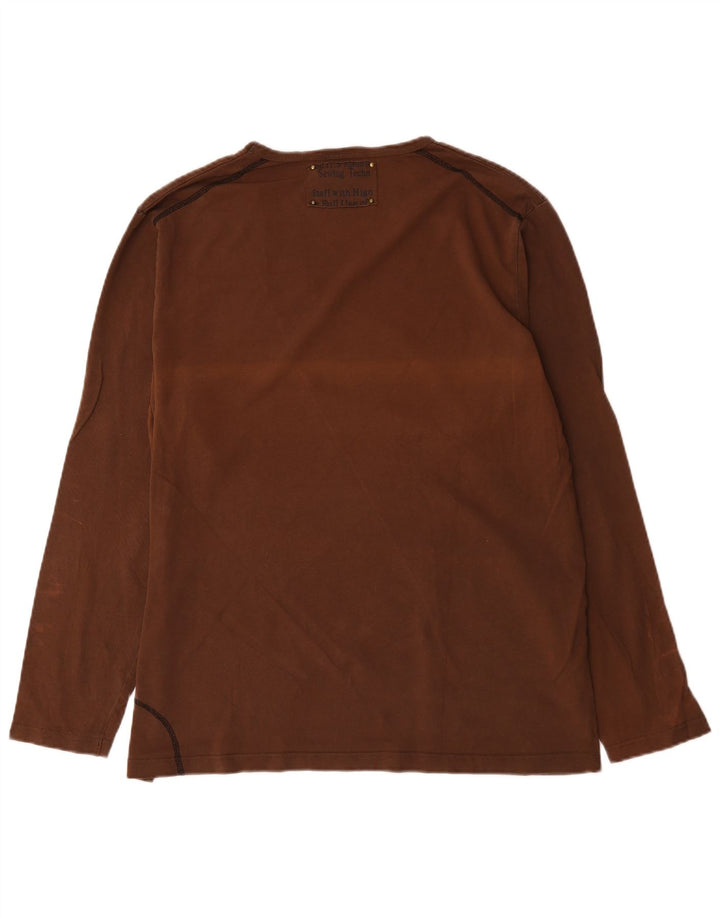 Bromfield Mens Top Manga Larga 2XL Algodón Marrón