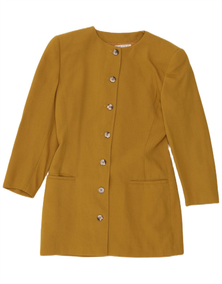 BASILE Chaqueta Blazer Larga De Mujer De 7 Botones IT 42 Lana Amarilla Mediana