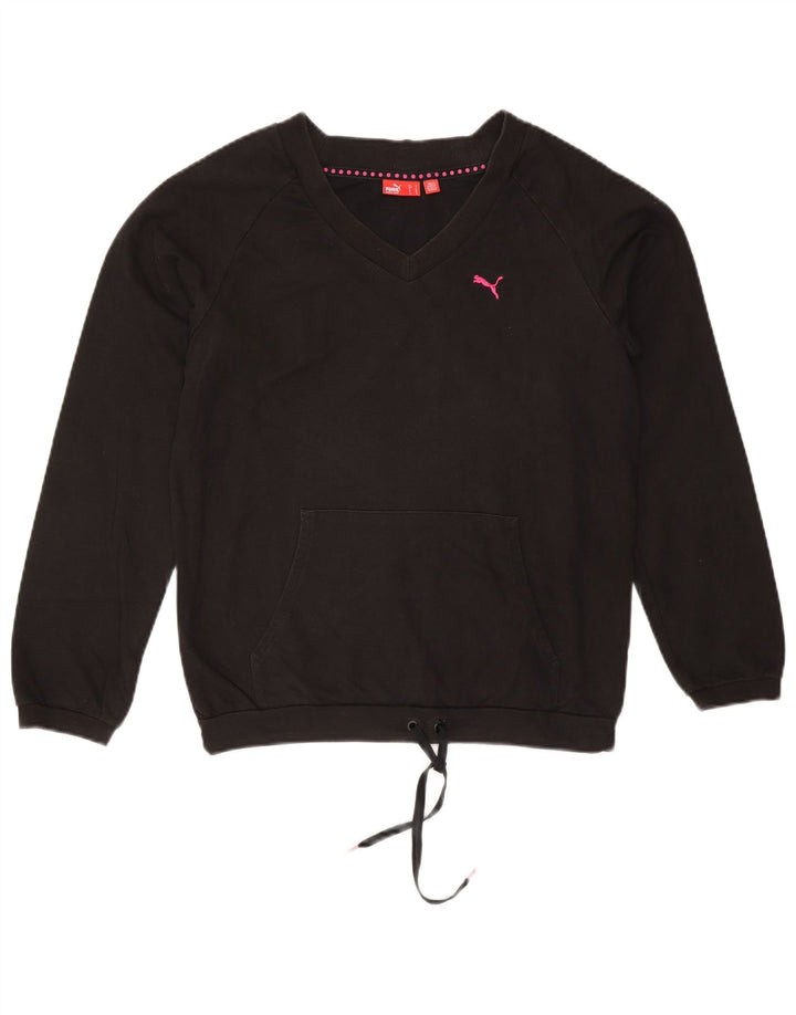 Puma Sudadera extragrande para mujer, talla 10, algodón negro pequeño