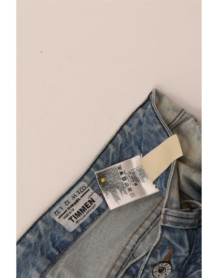 Diesel Hombre Timmen Vaqueros Rectos Regulares Desgastados W32 L32 Algodón Azul