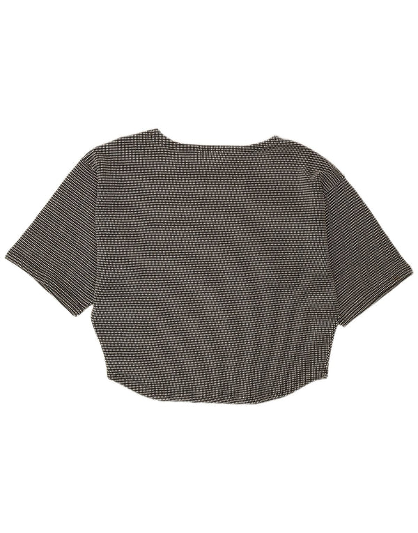 Vintage mujer camiseta de gran tamaño Top Reino Unido 10 pequeño algodón moteado negro