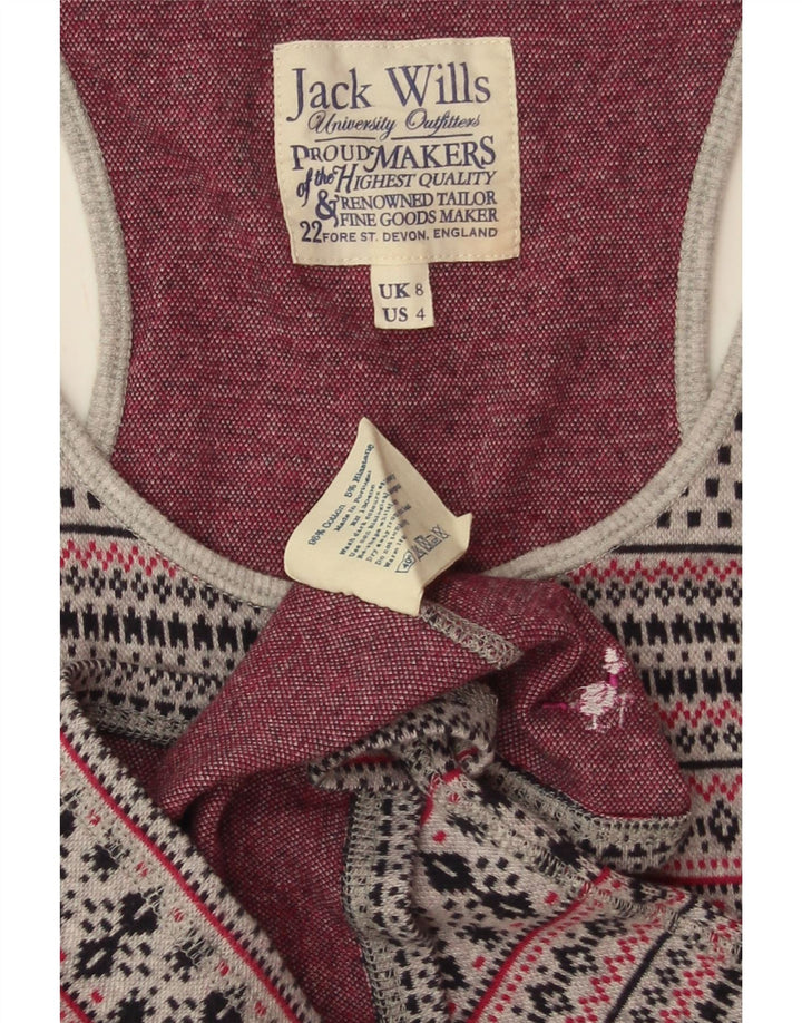JACK WILLS Camiseta sin mangas para mujer Reino Unido 8 Pequeño Gris Fair Isle Algodón
